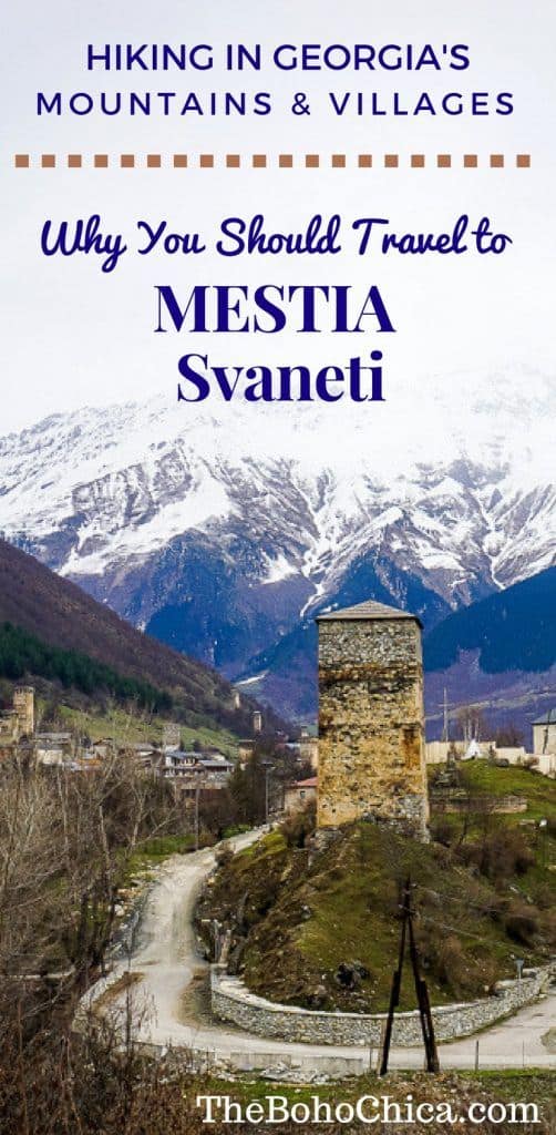 Why you should travel to Mestia, Svaneti Georgia: To hike in the region's beautiful mountainous landscapes, explore villages and see Svan Towers in this UNESCO World Heritage Site.