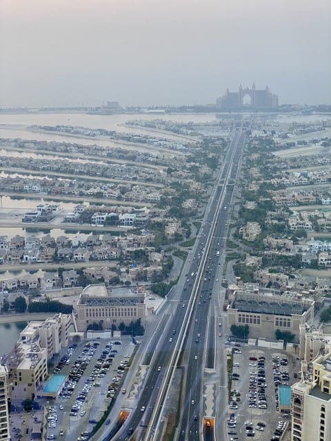 Aerial view of Palm Jumeirah manmade island in Dubai